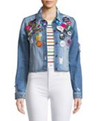 Cara Cropped Jean Jacket W/ Pins