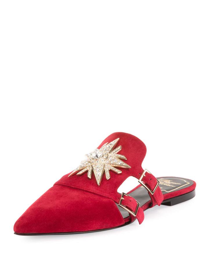 Suede Crystal-star Flat