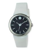 36mm Round Classic-dial Watch W/ Silicone Strap, White/black