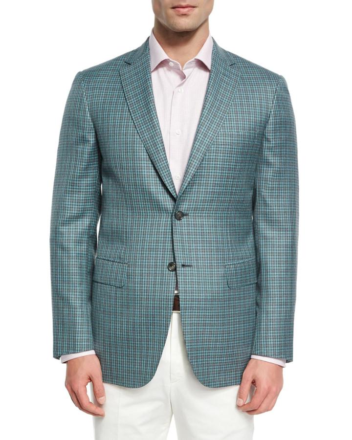 Check Wool-silk Sport Coat,