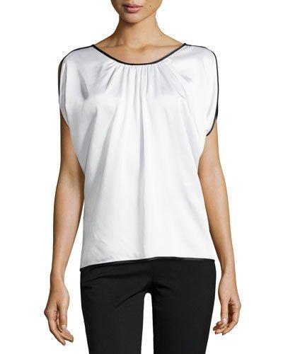 Satin Charmeuse Top With Binding, White