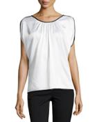 Satin Charmeuse Top With Binding, White