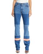 Mix Patchwork Straight-leg Denim Pants