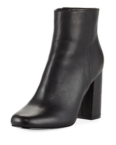 Studio Leather Side Zip Bootie, Black