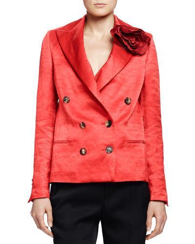 Silk Jacket With Rosette, Poppy Red