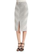 Textured Ponte Pencil Skirt, Black/natural