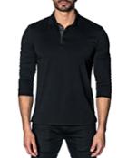 Line-dot Long Sleeve Knit Polo