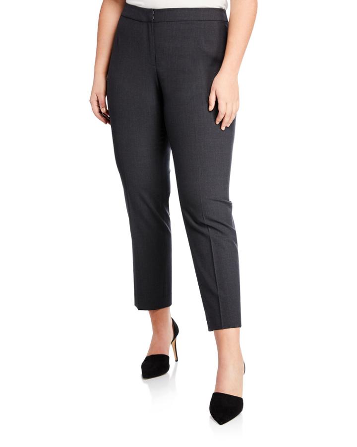 Wool Flat-front Ankle Pants,