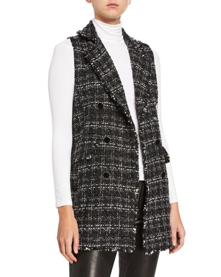 Tweed Double Breast Fringe Vest