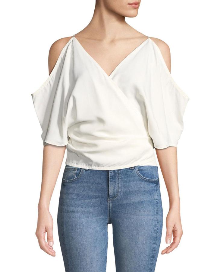 Cold-shoulder Viscose Wrap Top