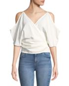 Cold-shoulder Viscose Wrap Top