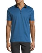 Men's Striped Polo Shirt W/ Grosgrain Trim