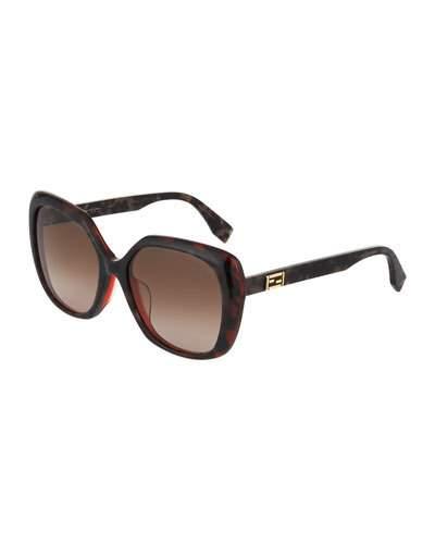 Multi-layered Two-tone Square Plastic Sunglasses, Brown