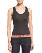Silk Dip-dye Ribbed Tank