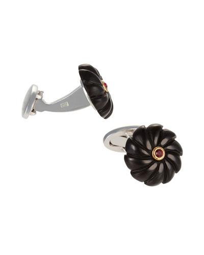 Carved Onyx Flower Cuff