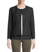 Crewneck Button-front Blazer