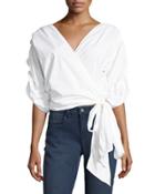 Bubble-sleeve Belted Poplin Wrap