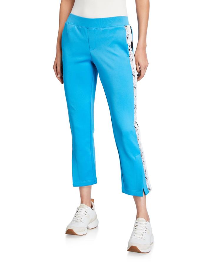 Snake-stripe Crop Flare Track Pants