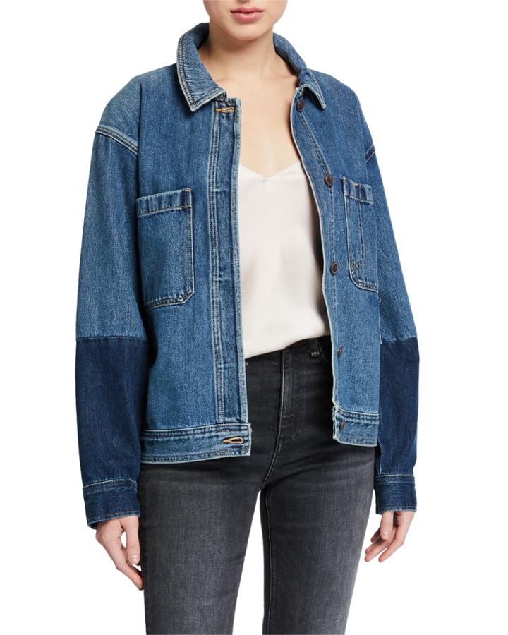 Cropped Two-tone Denim Jacket