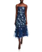 Silas Strapless Floral Mesh High-low Dress