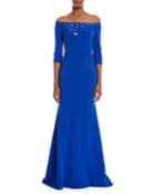 Beaded Off-the-shoulder Trumpet Gown