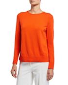 Round-neck Cotton Sweater With Back Pleat