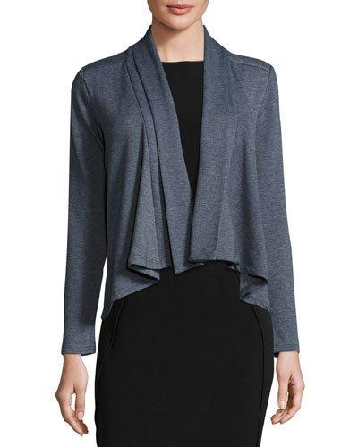 Fleece-lined Open-front Cardigan, Navy