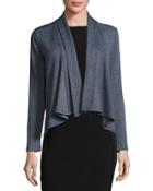 Fleece-lined Open-front Cardigan, Navy