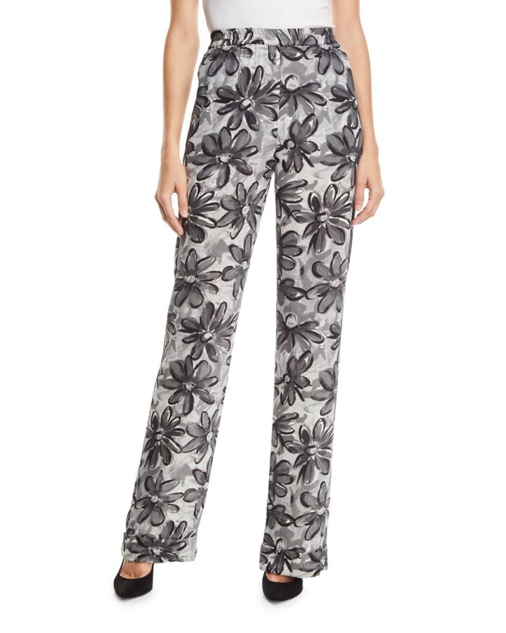 Daisy-print Crushed Georgette Pajama Pants