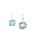 Rhodium-plated Silver Crown & Stone Drop Earrings In Blue Quartz