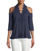 Lace-trim Cold-shoulder Blouse