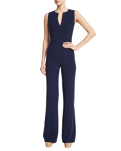 Isadore Sleeveless Double-face Wool Jumpsuit, Dark Navy