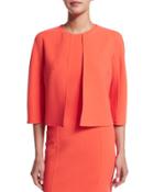 3/4-sleeve Open-front Jacket, Persimmon
