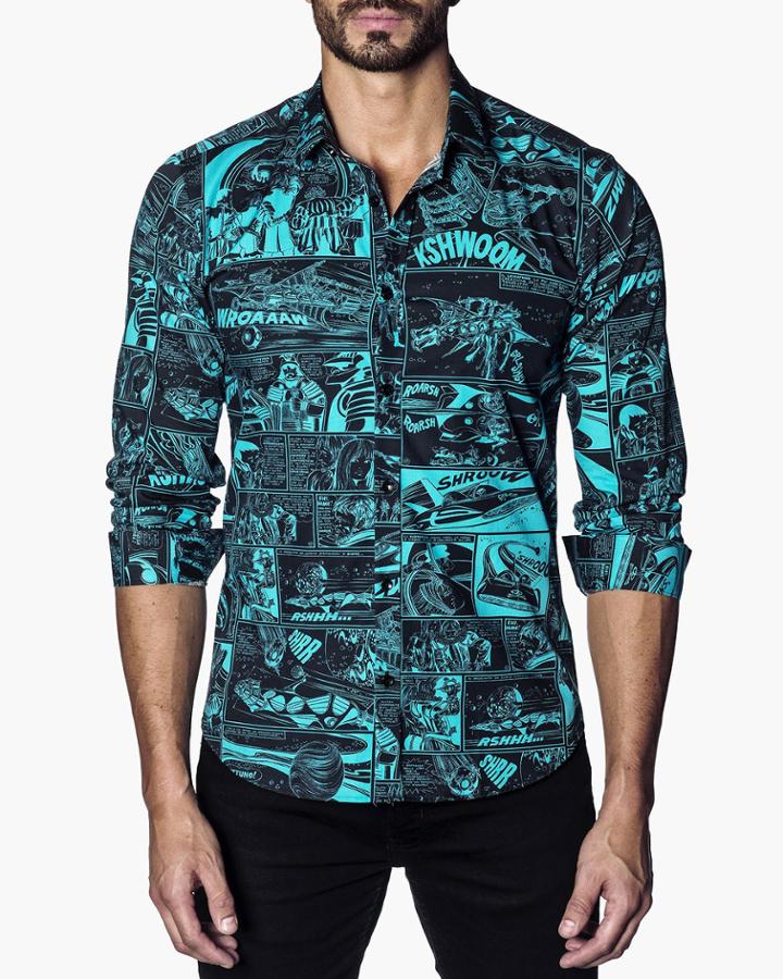 Men's Semi-fitted Comic Book Print