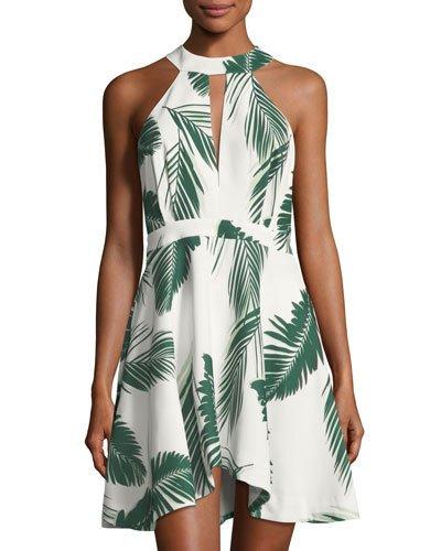 Witness Palm-print Halter Dress