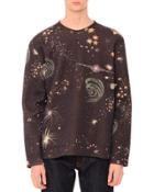 Cosmos-print Crewneck Sweatshirt, Navy