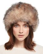Fox Fur Bubble Hat, Beige