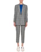 Peak-lapel One-button Glen-plaid Jacket