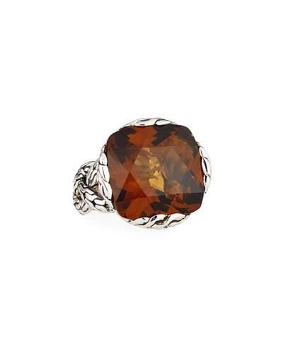 Classic Chain Large Cognac Quartz Ring,
