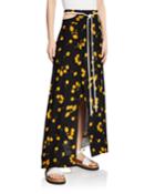Printed Maxi Skirt With Cutout