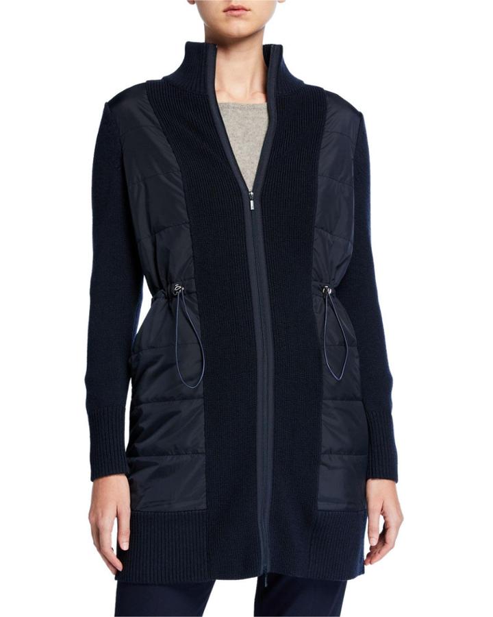 Wool-blend Quilted Cardigan Coat