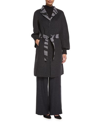 Reversible Zebra-jacquard Coat, Flannel