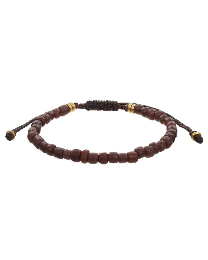 Mach Speed Men's Beaded Pull-thread Bracelet, Brown