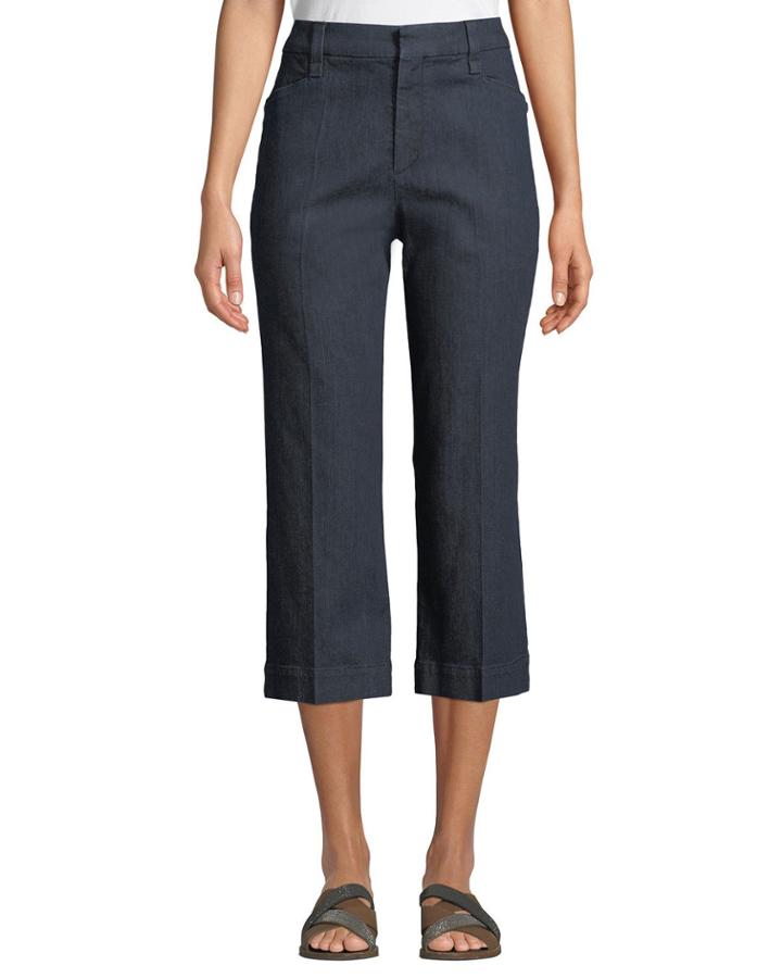 Square-cut Denim Cropped Pants
