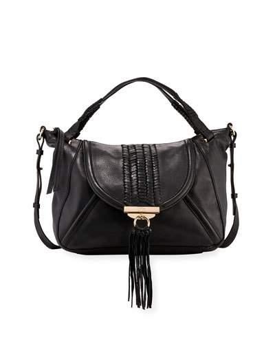 Sedona Braided Satchel Bag, Black