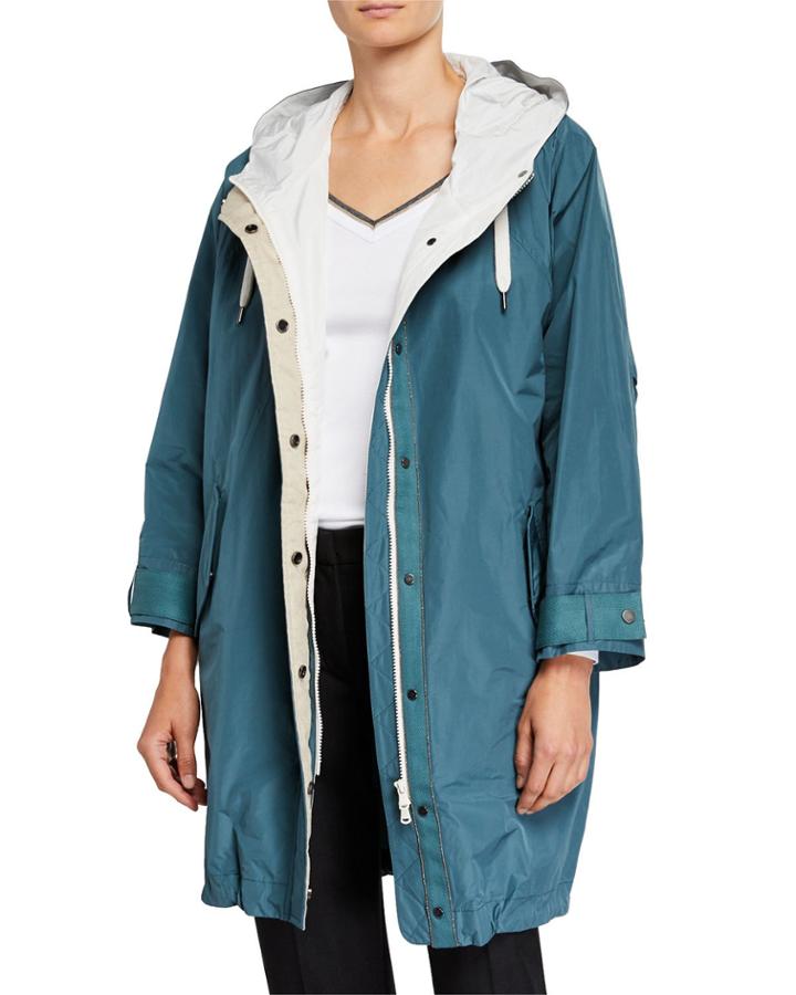 Zip-front Hooded Taffeta Anorak