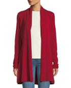 Cashmere Open-front Flared Cardigan, Red
