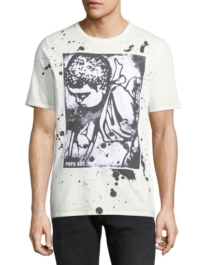 Men's Paint Splattered Cherub-logo T-shirt