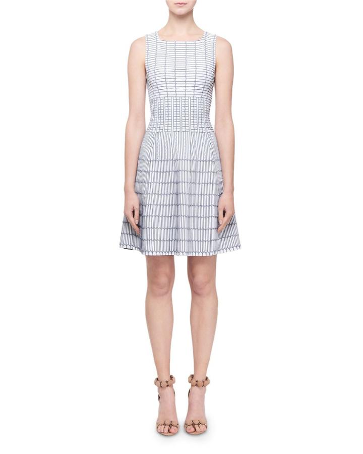 Pagode Grid-print Square-neck Dress