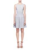 Pagode Grid-print Square-neck Dress